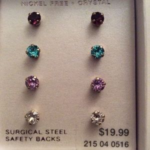 Sterling Silver Earrings Nickel Free with Crystal